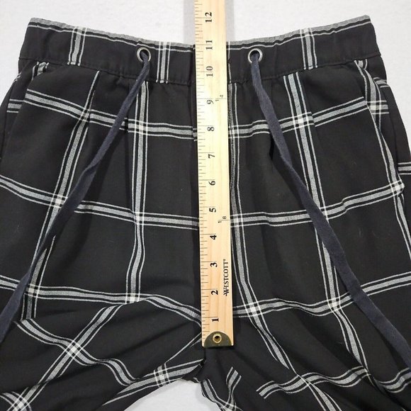 American Eagle Size 2 Black Plaid Super Hi-Rise Skinny Cropped Pants Drawstring - Picture 9 of 10